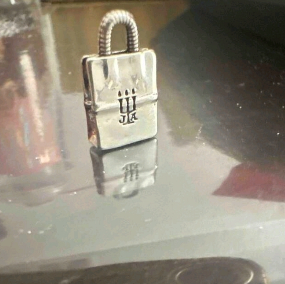 Sterling Silver Shopping Bag Charm | Pendant - Picture 2 of 2